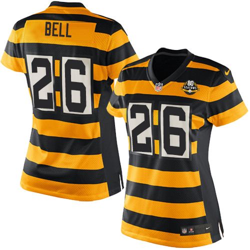 Women's Nike Steelers #26 Le'Veon Bell Yellow Black Alternate Stitched NFL Elite Jersey