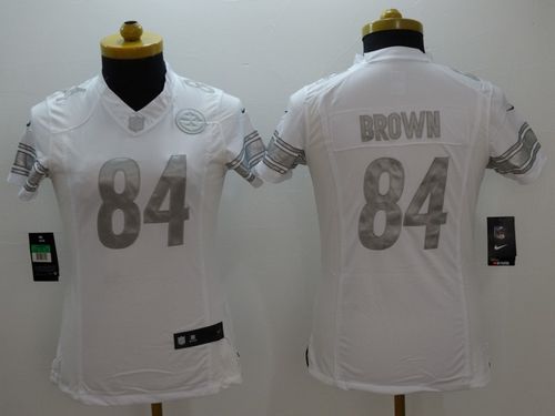 Women's Nike Steelers #84 Antonio Brown White Stitched NFL Limited Platinum Jersey