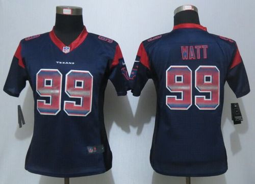 Women's Nike Texans #99 J.J. Watt Navy Blue Team Color Stitched NFL Elite Strobe Jersey