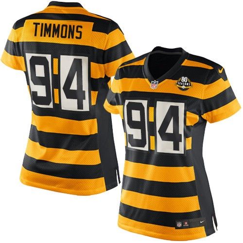 Women's Nike Steelers #94 Lawrence Timmons Yellow Black Alternate Stitched NFL Elite Jersey
