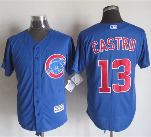 Cubs #13 Starlin Castro Blue New Cool Base Stitched Baseball Jersey