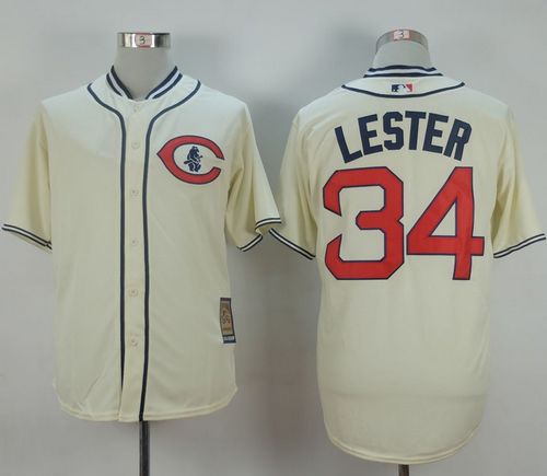 Cubs #34 Jon Lester Cream 1929 Turn Back The Clock Stitched Baseball Jersey