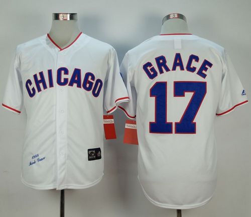 Cubs #17 Mark Grace White Mitchell And Ness 1988 Stitched Baseball Jersey