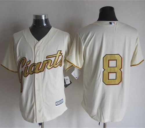 Giants #8 Hunter Pence Cream(Gold No.) New Cool Base Stitched Baseball Jersey