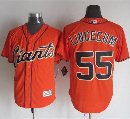 Giants #55 Tim Lincecum Orange Alternate New Cool Base Stitched Baseball Jersey