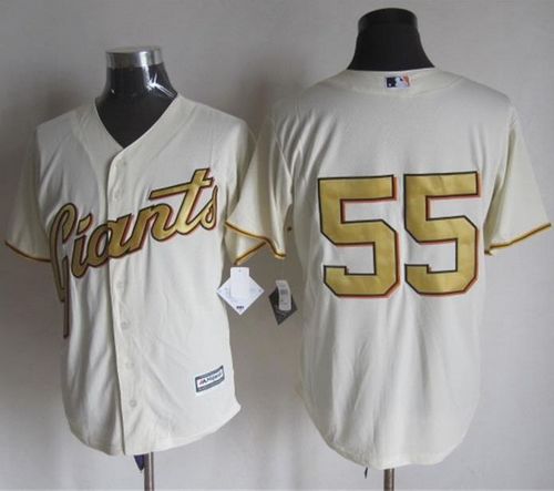 Giants #55 Tim Lincecum Cream(Gold No.) New Cool Base Stitched Baseball Jersey