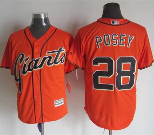 Giants #28 Buster Posey Orange Alternate New Cool Base Stitched Baseball Jersey