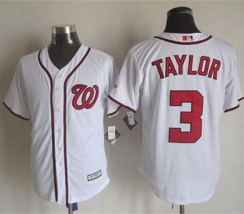Nationals #3 Michael Taylor White New Cool Base Stitched Baseball Jersey