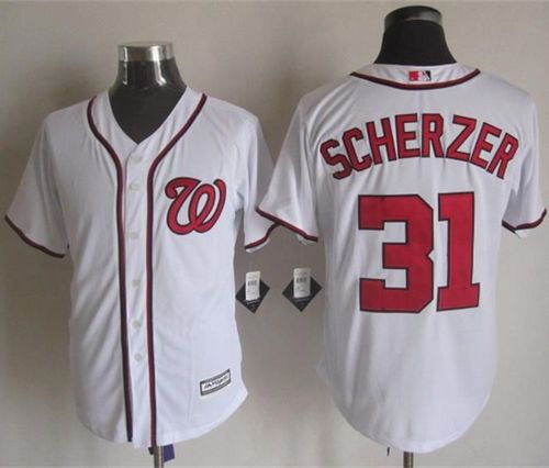 Nationals #31 Max Scherzer White New Cool Base Stitched Baseball Jersey