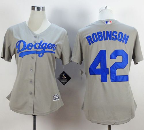Women's Dodgers #42 Jackie Robinson Grey Alternate Road Stitched Baseball Jersey