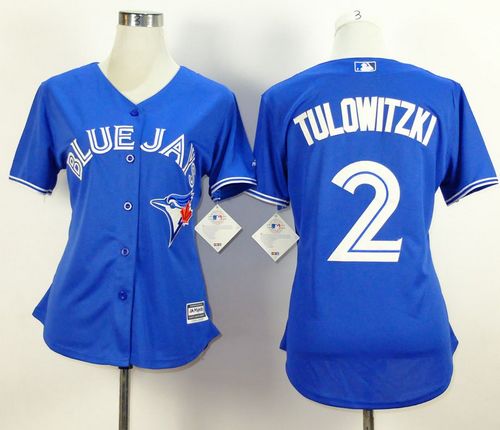 Women's Blue Jays #2 Troy Tulowitzki Blue Alternate Stitched Baseball Jersey