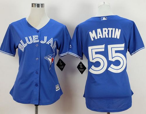 Women's Blue Jays #55 Russell Martin Blue Alternate Stitched Baseball Jersey