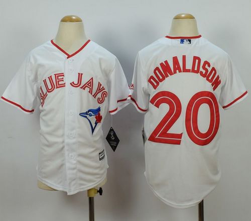 Youth Blue Jays #20 Josh Donaldson White 2015 Canada Day Stitched Baseball Jersey