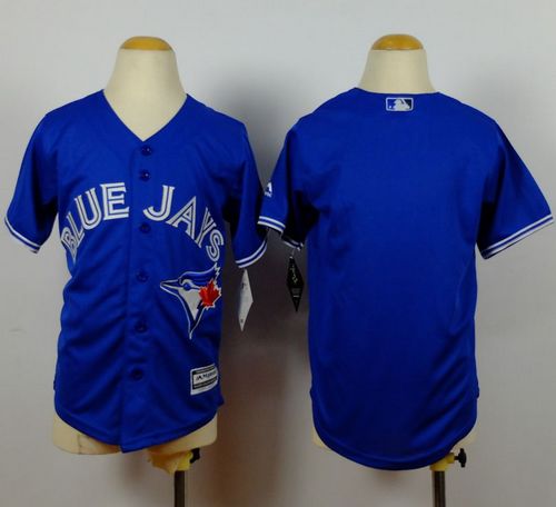 Youth Blue Jays Blank Blue Cool Base Stitched Baseball Jersey