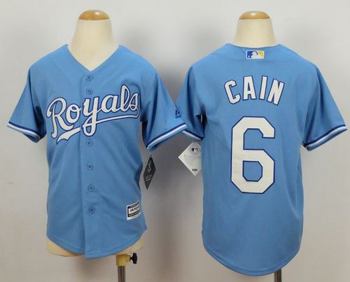 Youth Royals #6 Lorenzo Cain Blue Cool Base Alternate 1 Stitched Baseball Jersey