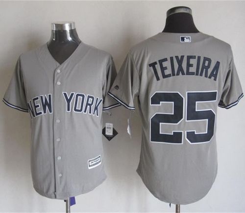 Yankees #25 Mark Teixeira Grey New Cool Base Stitched Baseball Jersey