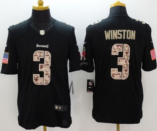 Nike Buccaneers #3 Jameis Winston Black Men's Stitched NFL Limited Salute to Service Jersey