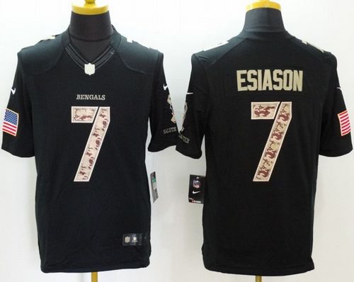 Nike Bengals #7 Boomer Esiason Black Men's Stitched NFL Limited Salute to Service Jersey