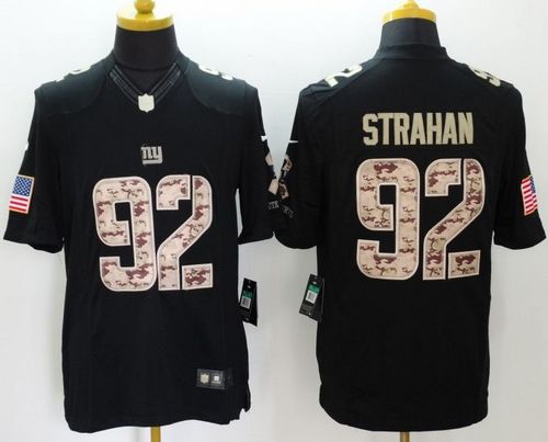 Nike Giants #92 Michael Strahan Black Men's Stitched NFL Limited Salute to Service Jersey