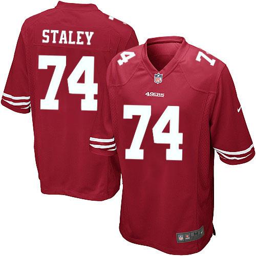 Youth Nike 49ers #74 Joe Staley Red Team Color Stitched NFL Jersey
