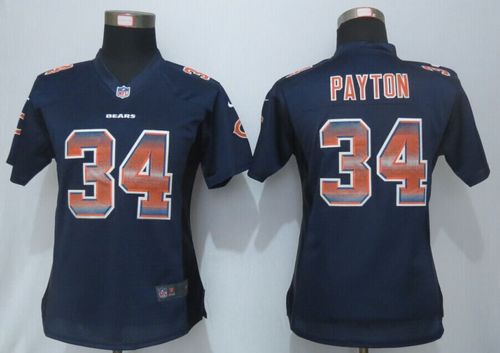 Women's Nike Bears #34 Walter Payton Navy Blue Team Color Stitched NFL Strobe Jersey