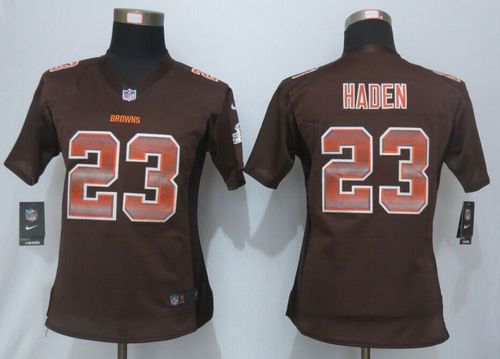 Women's Nike Browns #23 Joe Haden Brown Team Color Stitched NFL Strobe Jersey