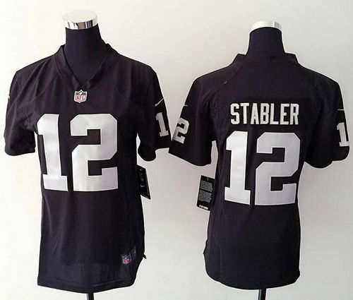 Women's Nike Raiders #12 Kenny Stabler Black Team Color Stitched NFL Jersey
