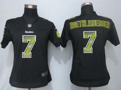 Women's Nike Steelers #7 Ben Roethlisberger Black Team Color Stitched NFL Strobe Jersey