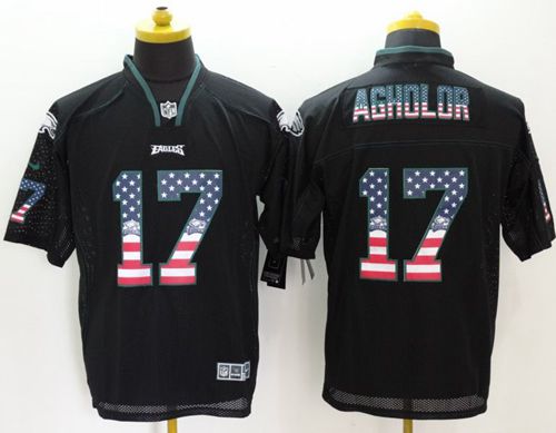 Nike Eagles #17 Nelson Agholor Black Men's Stitched NFL Elite USA Flag Fashion Jersey