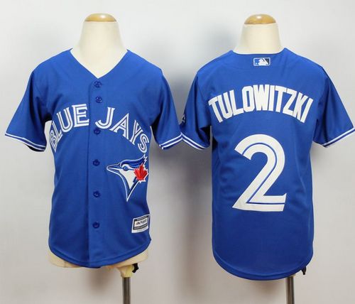 Youth Blue Jays #2 Troy Tulowitzki Blue Cool Base Stitched Baseball Jersey