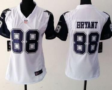 Women Nike Cowboys #88 Dez Bryant White Stitched NFL Elite Rush Jersey
