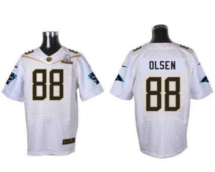 Nike Carolina Panthers #88 Greg Olsen White 2016 Pro Bowl Men's Stitched NFL Elite Jersey