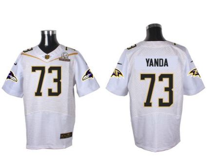 Nike Baltimore Ravens #73 Marshal Yanda White 2016 Pro Bowl Men's Stitched NFL Elite Jersey