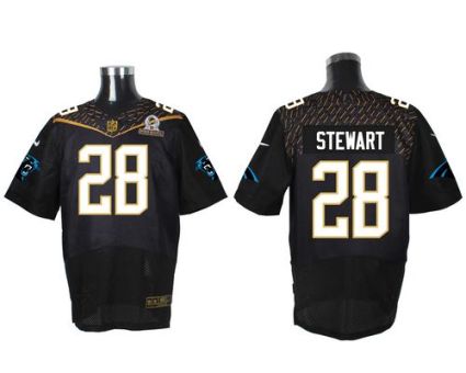 Nike Carolina Panthers #28 Jonathan Stewart Black 2016 Pro Bowl Men's Stitched NFL Elite Jersey