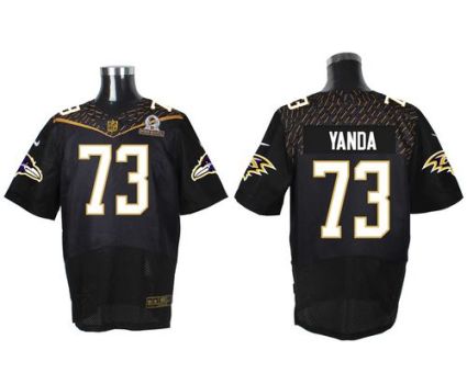 Nike Baltimore Ravens #73 Marshal Yanda Black 2016 Pro Bowl Men's Stitched NFL Elite Jersey