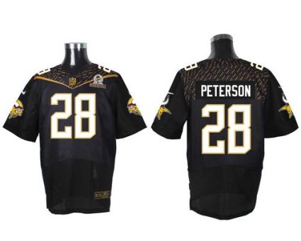 Nike Minnesota Vikings #28 Adrian Peterson Black 2016 Pro Bowl Men's Stitched NFL Elite Jersey