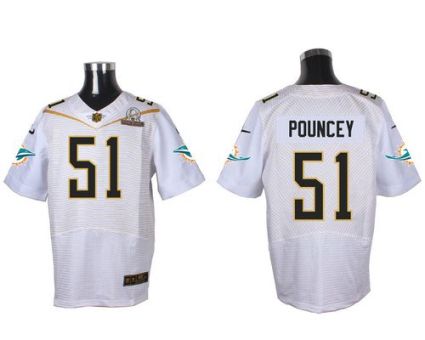 Nike Miami Dolphins #51 Mike Pouncey White 2016 Pro Bowl Men's Stitched NFL Elite Jersey