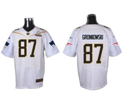 Nike New England Patriots #87 Rob Gronkowski White 2016 Pro Bowl Men's Stitched NFL Elite Jersey