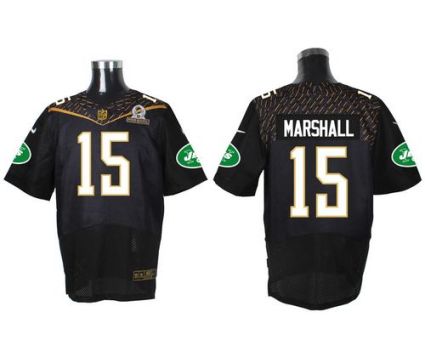 Nike New York Jets #15 Brandon Marshall Black 2016 Pro Bowl Men's Stitched NFL Elite Jersey