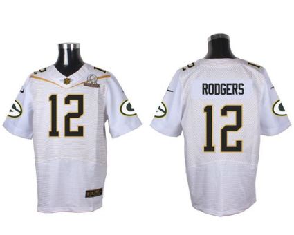 Nike Green Bay Packers #12 Aaron Rodgers White 2016 Pro Bowl Men's Stitched NFL Elite Jersey