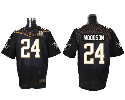 Nike Oakland Raiders #24 Charles Woodson Black 2016 Pro Bowl Men's Stitched NFL Elite Jersey