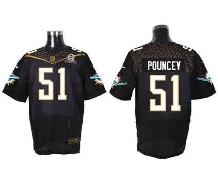 Nike Miami Dolphins #51 Mike Pouncey Black 2016 Pro Bowl Men's Stitched NFL Elite Jersey