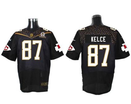 Nike Kansas City Chief #87 Travis Kelce Black 2016 Pro Bowl Men's Stitched NFL Elite Jersey
