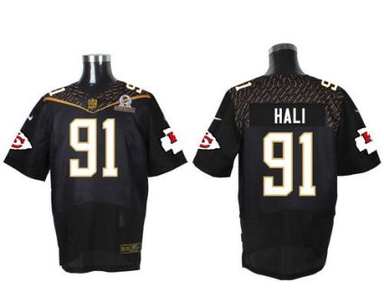 Nike Kansas City Chief #91 Tamba Hali Black 2016 Pro Bowl Men's Stitched NFL Elite Jersey