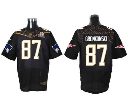 Nike New England Patriots #87 Rob Gronkowski Black 2016 Pro Bowl Men's Stitched NFL Elite Jersey