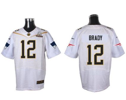 Nike New England Patriots #12 Tom Brady White 2016 Pro Bowl Men's Stitched NFL Elite Jersey