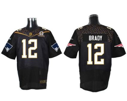 Nike New England Patriots #12 Tom Brady Black 2016 Pro Bowl Men's Stitched NFL Elite Jersey