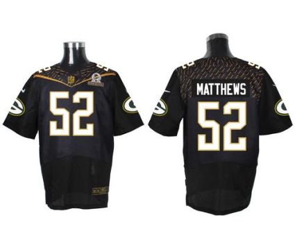 Nike Green Bay Packers #52 Clay Matthews Black 2016 Pro Bowl Men's Stitched NFL Elite Jersey