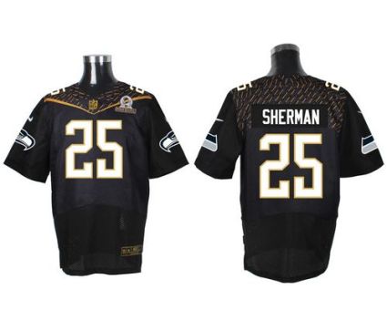 Nike Seattle Seahawks #25 Richard Sherman Black 2016 Pro Bowl Men's Stitched NFL Elite Jersey
