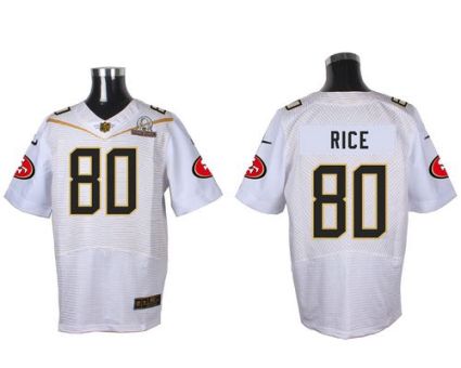 Nike San Francisco 49ers #80 Jerry Rice White 2016 Pro Bowl Men's Stitched NFL Elite Jersey